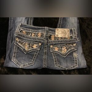 Miss Me Women's Boot Cut Dark Blue Jeans with Embellished Pockets SZ 26 x 31
